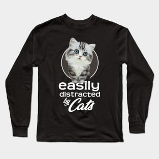 Easily Distracted By Cats - Kitten Blue Eyes Long Sleeve T-Shirt